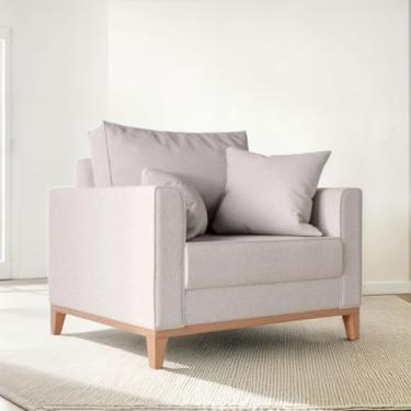 Imagem de Poltrona Beny Revestimento em Linho Pes em Madeira (BEGE)