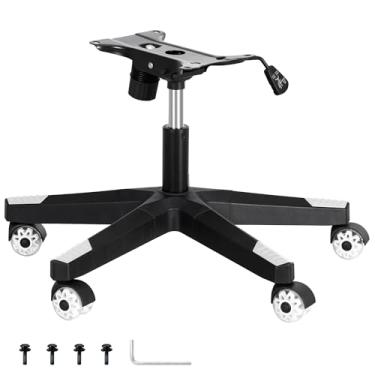 Imagem de Frassie Conjunto de substituição de base de cadeira de jogos de nylon com cilindro de gás com mecanismo de placa inferior, 5 rodas duplas de borracha (branca)