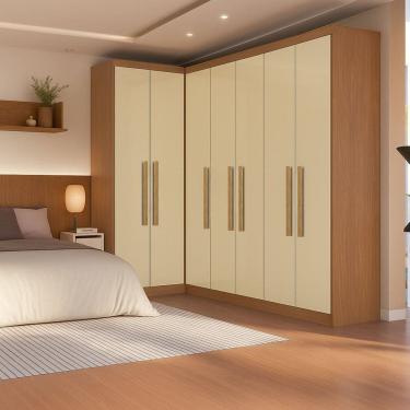 Imagem de Guarda-roupa Modulação de Canto com Puxadores Mdf Paris Cinamomo/Off White