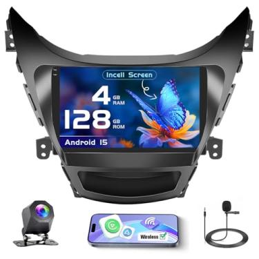 Imagem de Inefala 4G 128G para Hyundai Elantra 2011-2013 Rádio CarPlay 22.9 cm Incell Touchscreen Car Stereo Android 15 Android Auto Bluetooth 5.0 GPS WiFi 18UI Câmera de backup