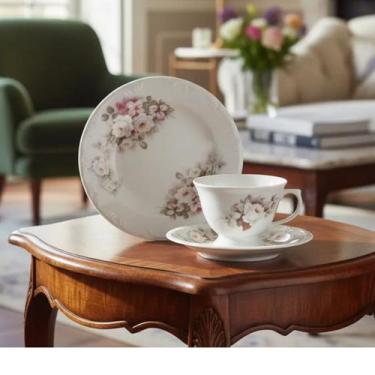 Imagem de Jogo Xícara para Chá e Prato Sobremesa Eterna 18pç Porcelana Schmidt