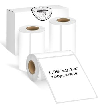 Imagem de ORGSTA 3 rolos de etiquetas térmicas para etiquetadoras T003, fita térmica para etiquetas, à prova d'água, à prova de óleo, papel de impressora térmica, 100 etiquetas/rolo, preto sobre branco