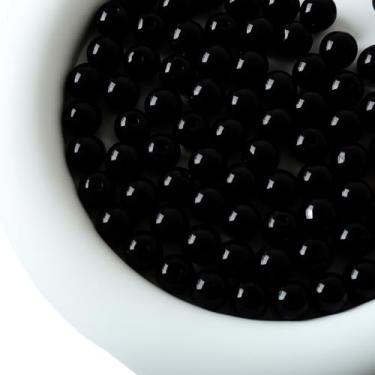 Imagem de Jabrand 100 contas pretas, contas de porcelana de 8 mm para fazer joias, contas redondas de cerâmica, contas vintage exclusivas para artesanato, kit de contas, pulseiras, decoração DIY