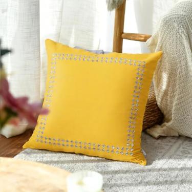 Imagem de Capa de almofada de veludo macia de cor sólida decorativa com zíper para sofá sofá cama cadeira sala de estar casa