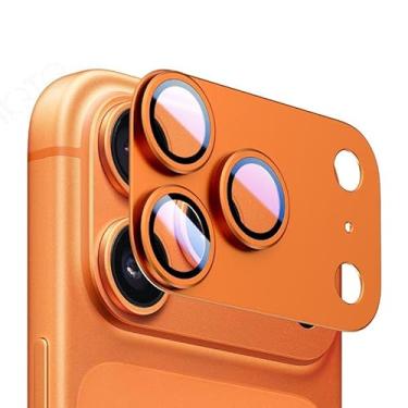 Imagem de Para iPhone 17 Pro Armor Filme de anel de lente de metal fosco de cobertura total (laranja)