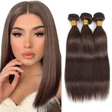 Imagem de Pacotes de cabelo WuvusNM Dark Brown Straight Brazilian Remy x3 35-45c
