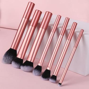 Imagem de Kit de 7 pincéis de maquiagem rosa, pincel de blush Sof, pincel de pó, corretivo, pincel de sombra, ferramentas de maquiagem cosméticas para mulheres