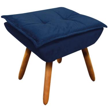 Imagem de Puff Decorativo Pés Palito Charger Suede Azul Marinho G19 - Gran Belo