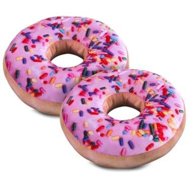 Imagem de Suptinwear Almofada de donut ultramacia de 35,5 cm - Almofada de pelúcia para cadeira e chão para escritório, sofá, cama, almofada de comida impressa em 3D engraçada para adultos (rosa)