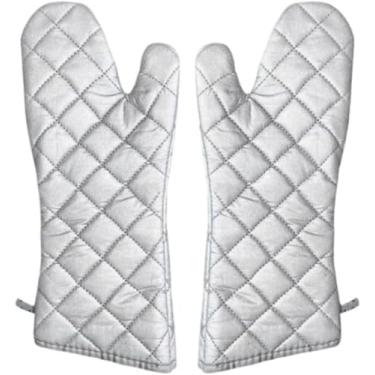 Imagem de Par de Luvas Térmicas para Forno e Fogão – Cozinha Multiuso Antideslizante em Algodão e Silicone, Alta Resistência ao Calor – Cor Cinza