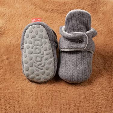 Imagem de Botas para bebês, meninos, meninas, antiderrapantes, quentes, de lã, essenciais para recém-nascidos, Cinza, 12-18 Months Toddler