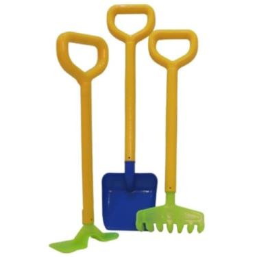 Imagem de Kit de Ferramentas de Praia para Crianças, Conjunto com 3 Peças, Pá Azul e Rastelo Verde com Cabo Amarelo, Brinquedos para Areia (AZUL)