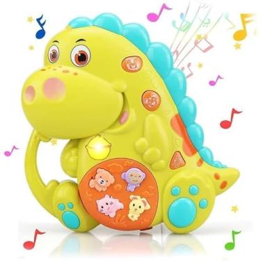 Imagem de Teclado Piano Musical Infantil Bebê Dinossauro – Brinquedo Educativo com 7 Sons, 3 Modos de Toque, 8 Teclas Coloridas e Estímulo à Criatividade e Coordenação Motora
