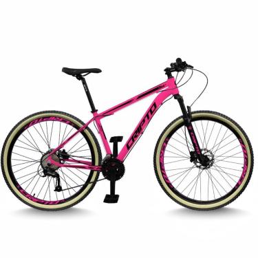 Imagem de Bicicleta Aro 29 Cripto 24 Marchas Freios Disco E Suspensão Pneu Bege - Rosa/preto - 17" Rosa/preto