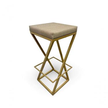 Imagem de Banqueta Zênite Estofada Metalon Dourado Bege - 65cm