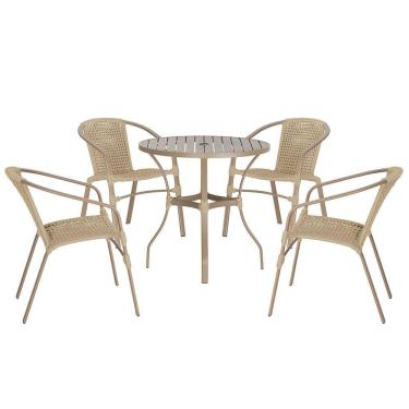 Imagem de 04 Cadeiras Floripa E Mesa Roma 80cm Fendi Trama Original Rami