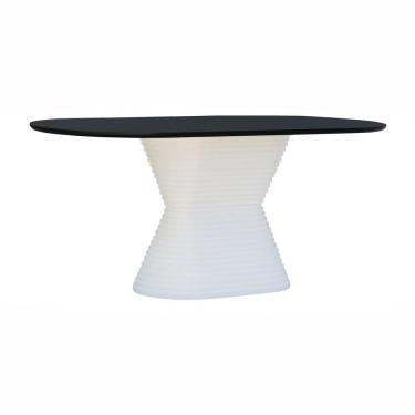Imagem de Mesa De Jantar Apollo Tampo Oblongo 180x90cm Branco-preto