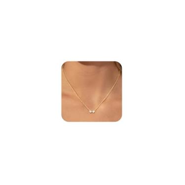 Imagem de Bouzilli Colar feminino com pingente de diamante CZ delicado banhado a ouro 14 k gargantilha simples joias de ouro presentes para mulheres, 8in, Latão, Sem Pedra Preciosa