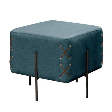 Imagem de Puff Banqueta Eros Luxo Preto Castellar Móbile Linho Azul Linho Azul