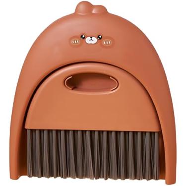 Imagem de Kit Mini Vassoura e Pá Decorativa Ursinho, PP Marrom, 17x16cm, para Mesa e Superfícies, Conjunto de Limpeza Infantil