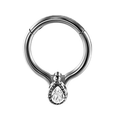 Imagem de Niaspi Anel de nariz de cristal 16G argola minimalista 8 mm lágrima septo strass hélice cartilagem brincos piercing de narina joias para mulheres e homens, 16g, Aço inoxidável, Sem Pedra Preciosa