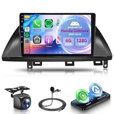 Imagem de Orderich Rádio automotivo Android de 8 núcleos 6G + 128G para Honda Odyssey 2005-2010 com CarPlay sem fio Android Auto, tela sensível ao toque de 10 polegadas, espelho estéreo, GPS WiFi, Bluetooth, FM
