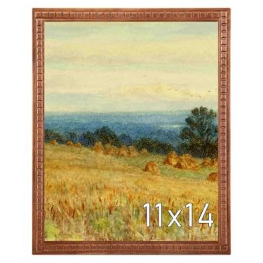 Imagem de Muzilife Moldura de madeira de 28 x 35 cm com capa de vidro HD, moldura vintage em forma de bloco para exibição de imagens 20 x 25 cm com tapete ou 28 x 35 sem tapete, vertical e horizontal na parede