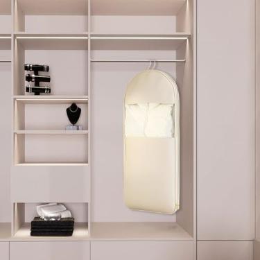 Imagem de Bolsa para pendurar que poupa espaço com zíper de compressão automática para organização de armários, bolsa de vestido respirável, protetor de jaqueta para armazenamento