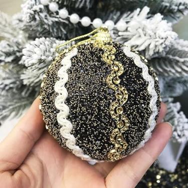 Imagem de 1 bola de Natal preta champanhe ouro decoração árvore de Natal topo estrela luz presente pingente adereços de espuma para o Natal (#2)