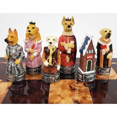 Imagem de Royal Cats Vs Dogs Set of Chess Men Pieces Hand Painted - NO Board