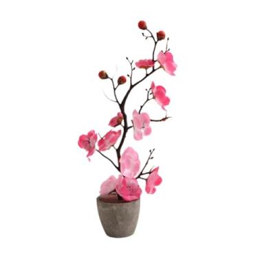 Imagem de IEUDNS Vaso Artificial de Flor de Ameixeira, Planta Falsa Multiuso, Bonsai Artificial para Decoração de Jardim Interno, Escritório E Mesa, Rosa