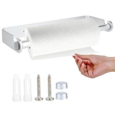 Imagem de Organizador De Parede De Alumínio MOUMOUTEN, Filme Envoltório De Cozinha E Suporte De Toalha De Papel, Dispensador De Rolo à Prova De Ferrugem, Design Que Economiza Espaço(prata)