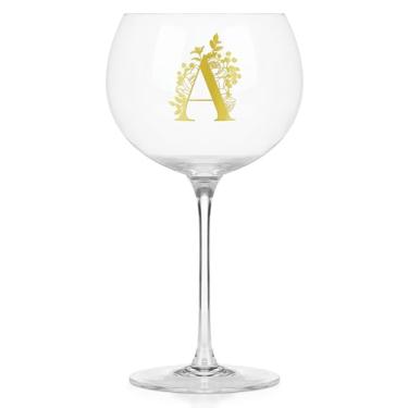 Imagem de Onebttl Taças de vinho personalizadas com haste, presentes de vinho fofos para mulheres, presentes com monograma para amantes de vinho em aniversários de Natal, com inicial A