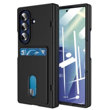 Imagem de YQODSZ Capa para Samsung Galaxy Z Fold 7 com suporte para cartão, proteção de cobertura total de 360°, capa protetora de tela frontal embutida para dobradiça de grau militar para Z Fold 7 preta