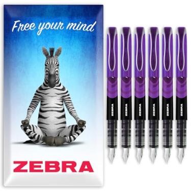 Imagem de Zebra Fuente – Caneta-tinteiro descartável – Tinta roxa – Pacote com 6