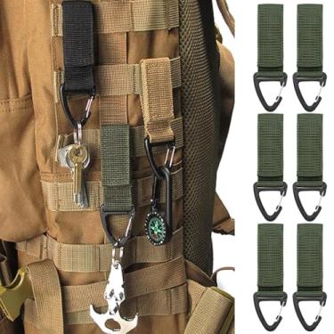 Imagem de Pacote com 6 ganchos de fivela de mosquetão tático, clipe de chaveiro para mochila, cinto, garrafa de água, uso ao ar livre e EDC (verde militar)