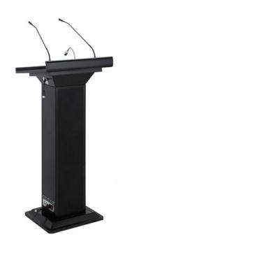 Imagem de Yadlan Suporte de pódio com microfone e alto-falante, púlpito de pódio com microfone sem fio, púlpito de metal premium para igrejas, conferências e salas de aula, acabamento resistente a arranhões C