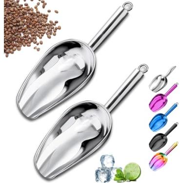 Imagem de Colher de gelo de metal, colher de gelo de cozinha para máquina de gelo, colher de gelo pequena de aço inoxidável para freezer, utensílios de cozinha, farinha de biscoito, colher de ração para cães (2