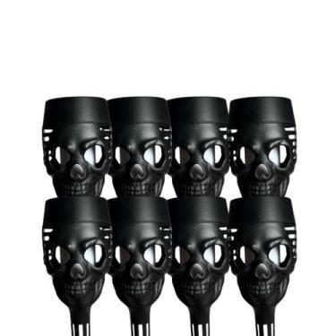 Imagem de Kit 4 12 Balizador Solar Caveira Halloween Granfei 39cm Decoração Jard
