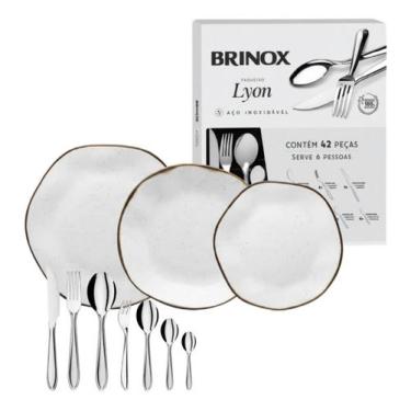 Imagem de Conjunto Aparelho Jantar Oxford Talheres Brinox Servir Festa