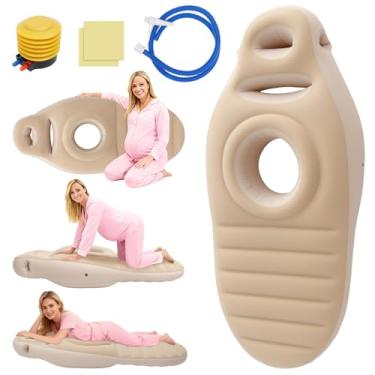 Imagem de Travesseiro inflável de gravidez para dormir de barriga com orifício, colchão de ar de corpo inteiro para suporte de barriga e costas, tapete de PVC para gestantes dormirem confortavelmente, tapete de