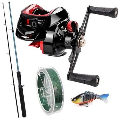 Imagem de Kit Pesca Carretilha 19 Rolamentos Com Vara 1,80mts E Linha Multifilam