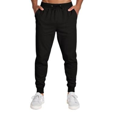 Imagem de Calça Masculina Moletom Flanelada Slim Bolsos Cordão Algodão - Samcro 