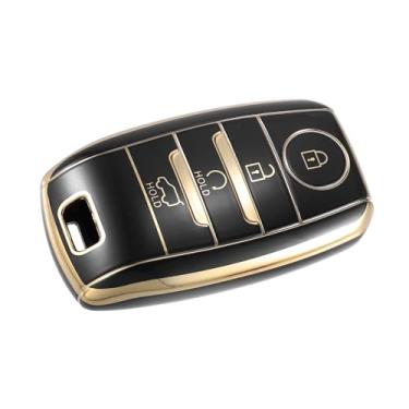 Imagem de Motoforti Capa de chaveiro, acessórios de carro, para Kia Forte 2014-2018, TPU, tom dourado preto