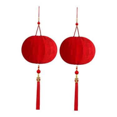 Imagem de Vaveren 2x Decorações de Lanternas para o Ano Lunar Chinês, Lanterna de Tecido Vermelho para Fotos, Ideal para Árvore de Natal, Parede e Casamento, Redondo