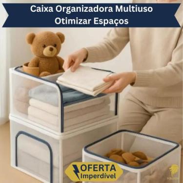 Imagem de Caixa Organizadora Multiuso Moderna Empilhável Tecido Telada Impermeáv