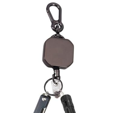 Imagem de Porta-Chaves Retrátil,Mosquetão Extensor Com Corrente,Clipe Retrátil para Crachá | para Acampamento Deslocação Diária Caminhadas Viagem ao Ar Livre Eventos Desportivos