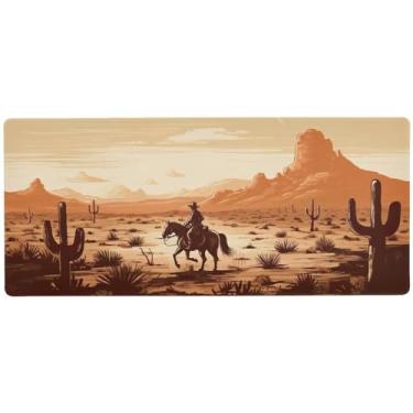 Imagem de Wassud Mouse pad deserto para jogos com base de borracha antiderrapante, mouse pad longo para teclado de computador com borda costurada, almofada grande à prova d'água para escritório, casa, 80 x 30