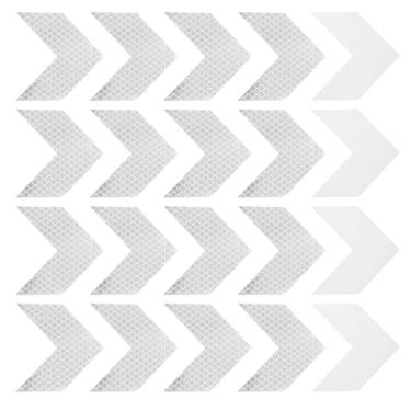 Imagem de YOKIVE 2 adesivos refletores, refletores de fita à prova d'água em forma de seta de advertência, ótimo para uso ao ar livre, trânsito, uso diário (branco, 6 x 6 cm)