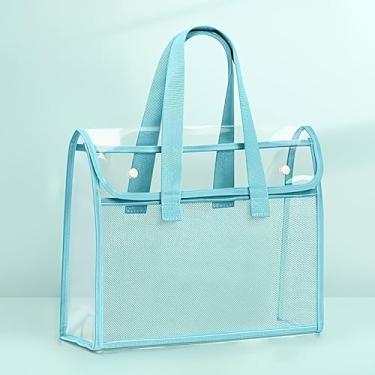 Imagem de Pasta Portátil Transparente À Prova D'água, Grande Capacidade, Bolsa de Documentos Expandível(Azul A)